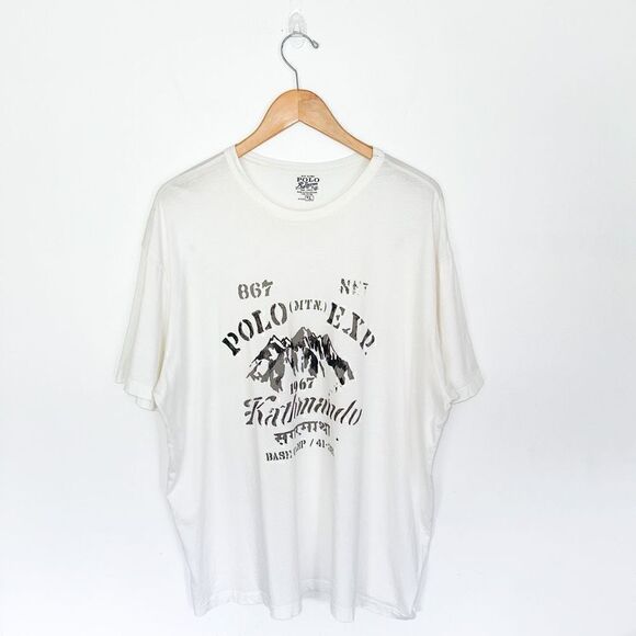 Polo Ralph Lauren Men’s Kathmandu Mountain White Short Sleeve Tee Shirt - Picture 1 of 10